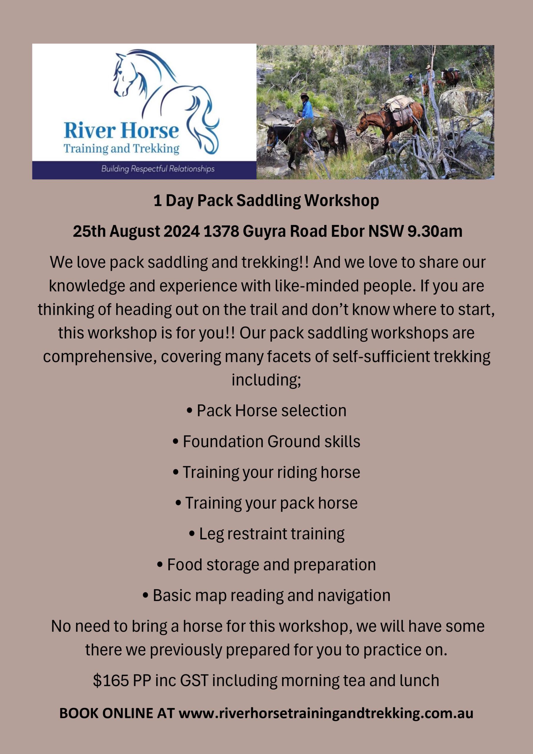 1 Day Pack Saddling Workshop